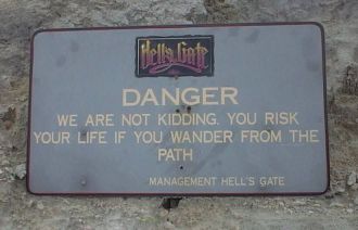 sign at a geothermal park-tourist place in 
new zealand.